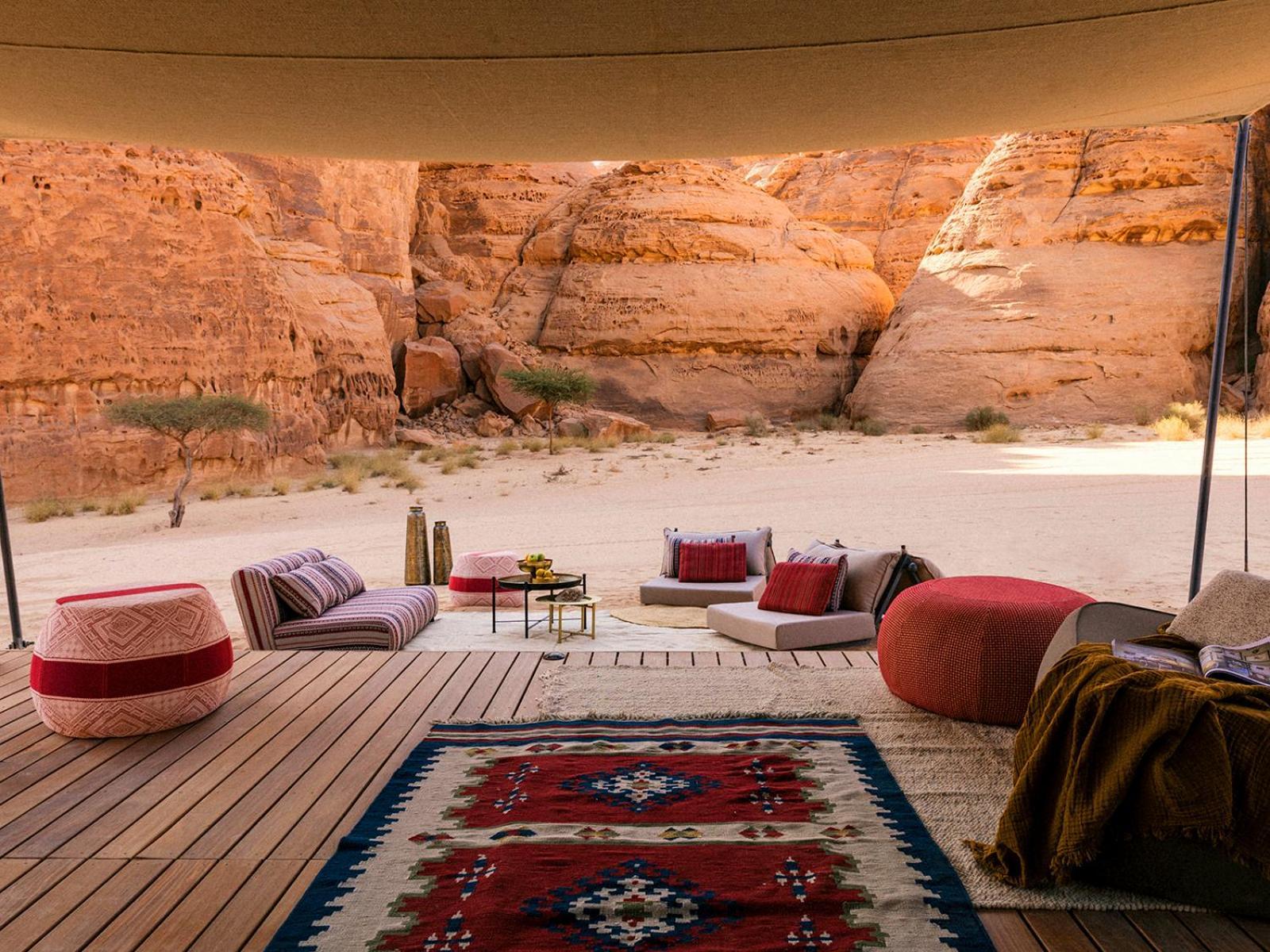 Our Habitas Alula Hotell Al-'Ula Exteriör bild The view from the bedroom of a suite at the Bawa Oasish